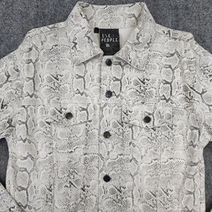 The People Vs Jacket Womens Large Snake Skin Denim Trucker Festival Rock & Roll